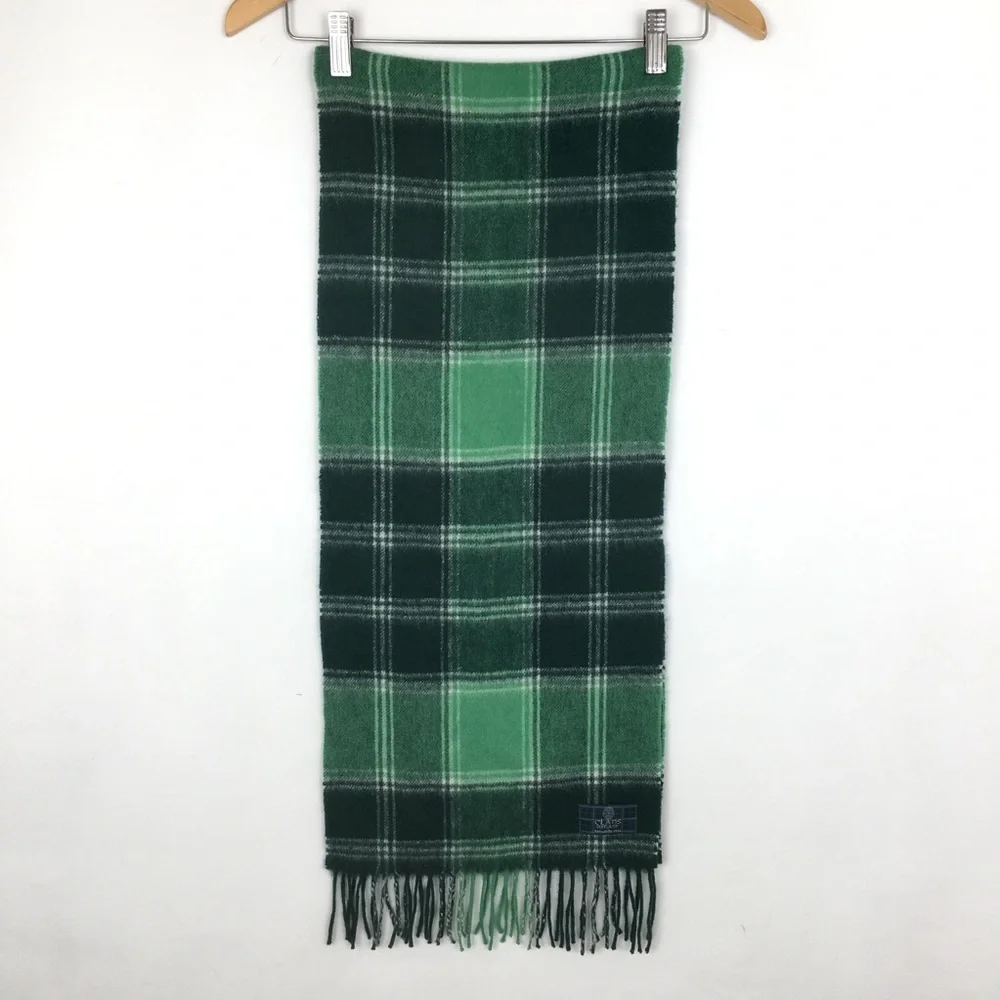 Clans Of Scotland 100% Lambswool Scottish Tartan Clan Scarf Plaid Green White